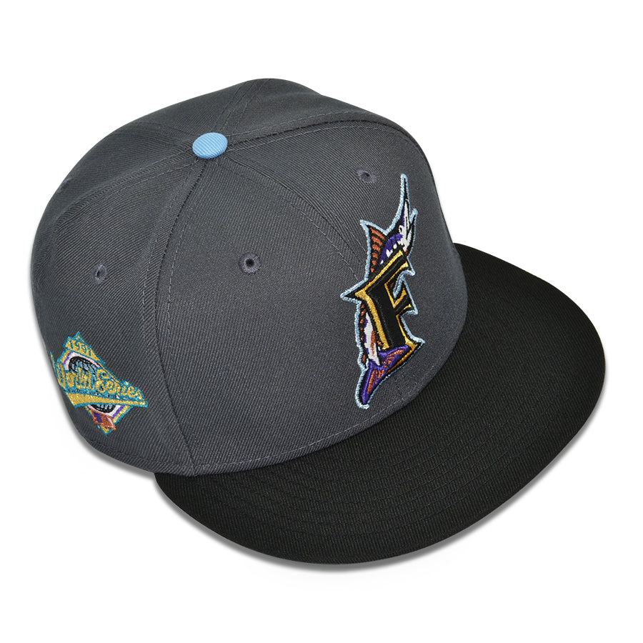 Florida Marlins "VICE CITY" Exclusive New Era 59Fifty Fitted Hat  - Graphite/Black