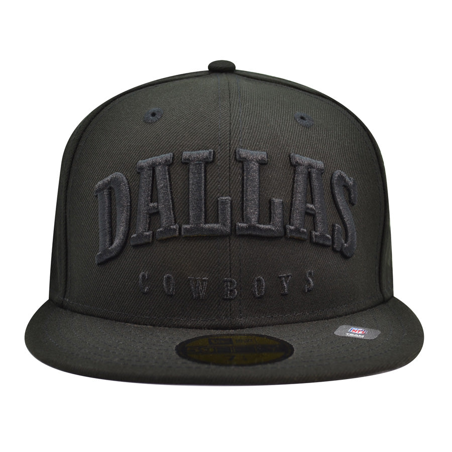Dallas Cowboys New Era Exclusive TEXT SCRIPT 59Fifty Fitted Hat - Black on Black