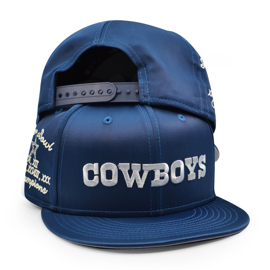 Dallas Cowboys New Era Exclusive SATIN SCRIPT 9Fifty Snapback Hat - Navy Satin