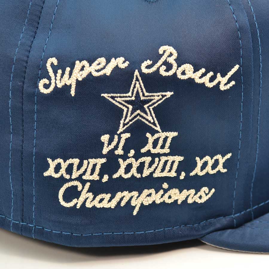 Dallas Cowboys New Era Exclusive SATIN SCRIPT 9Fifty Snapback Hat - Navy Satin
