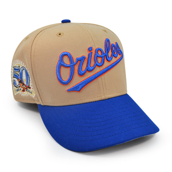 Baltimore Orioles 50th Anniversary Exclusive New Era 59Fifty Fitted Hat - Camel/Royal