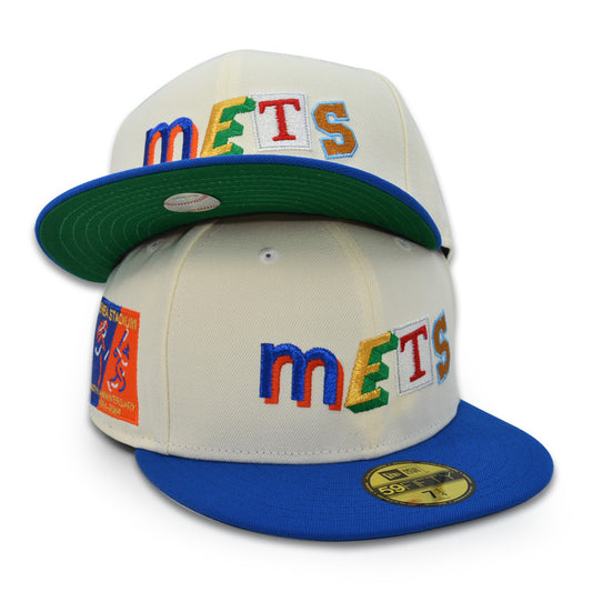 New York Mets NOTES 40th Anniv SHEA STADIUM Exclusive New Era 59Fifty Fitted Hat - Chrome/Royal