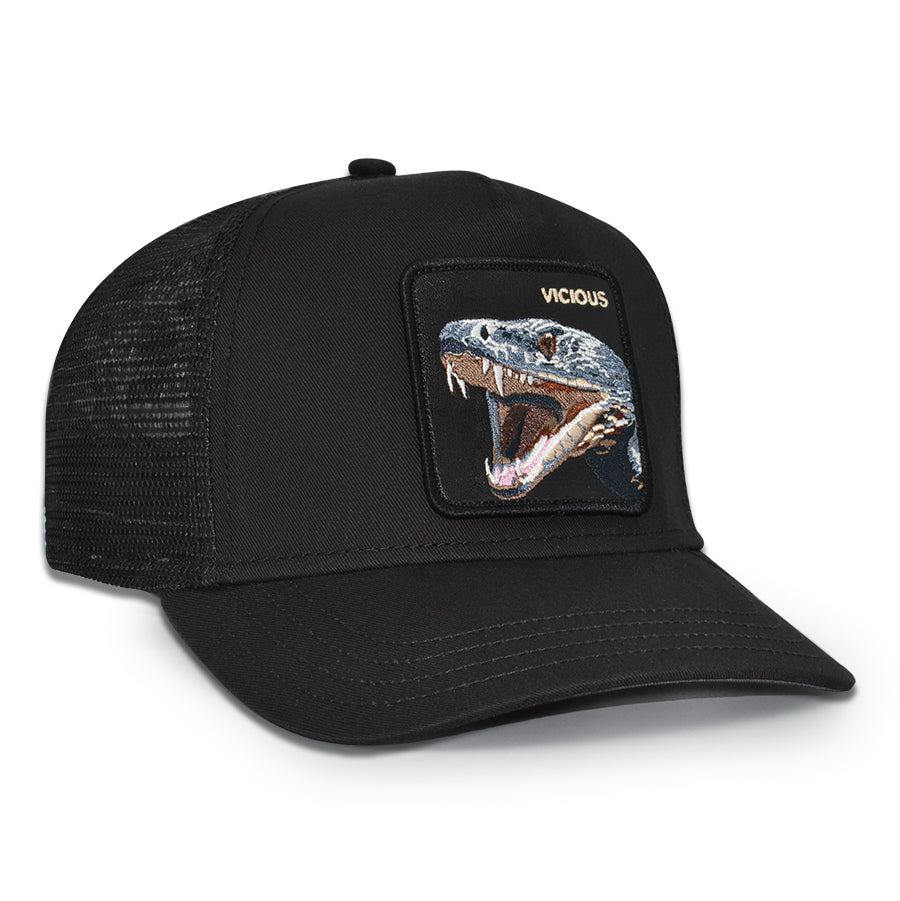 VICIOUS SNAKE Goorin Bros Mesh Trucker Snapback Hat - Black