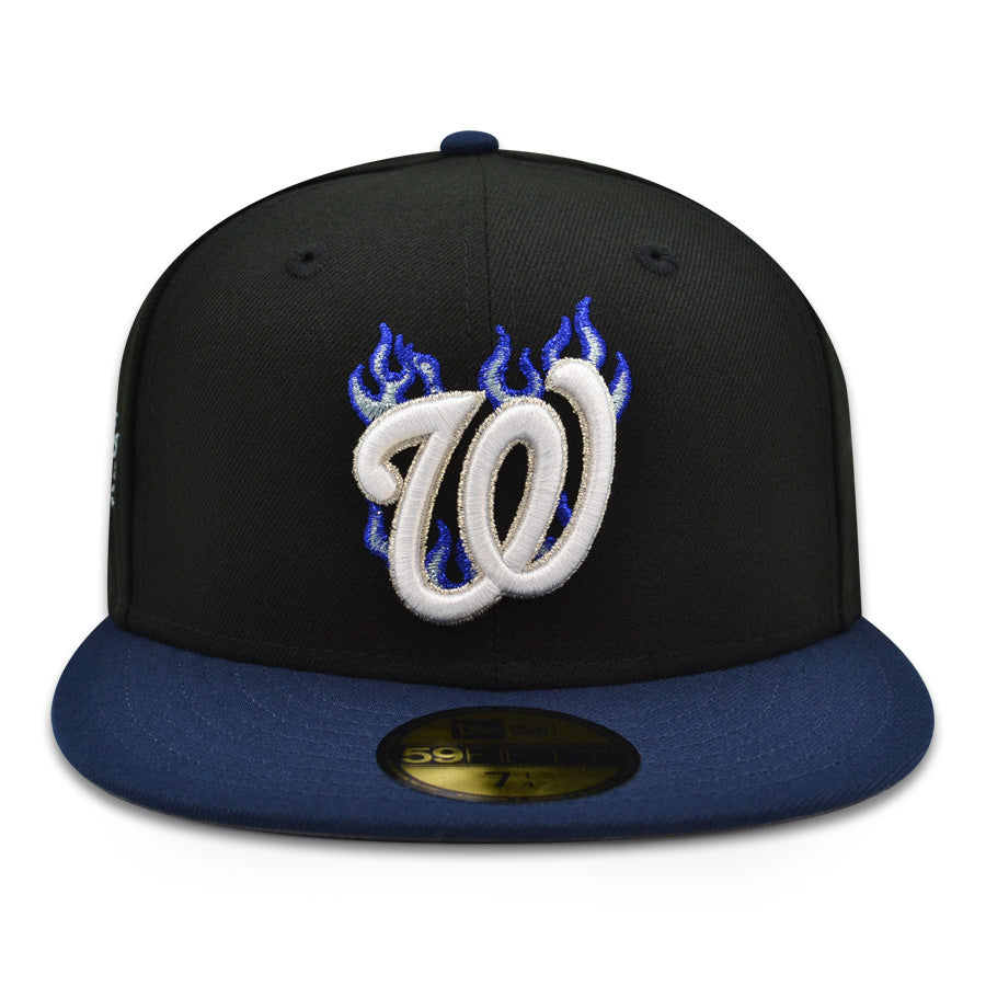Washington Nationals "BLUE FLAME NATS" Exclusive New Era 59Fifty Fitted Hat - Black/Ocean Side