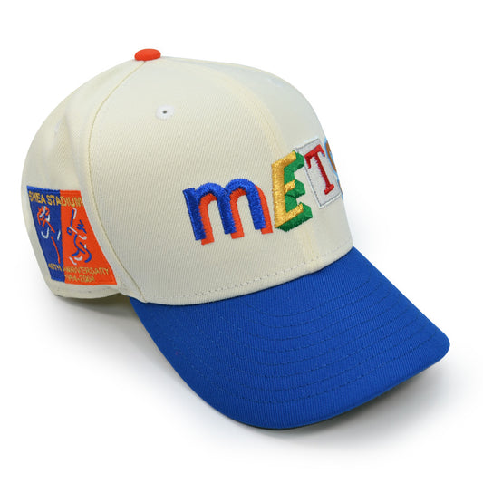 New York Mets NOTES 40th Anniv SHEA STADIUM Exclusive New Era 59Fifty Fitted Hat - Chrome/Royal