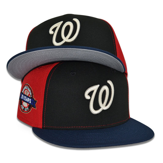 Washington Nationals "RED TAPE" Pinwheel Exclusive New Era 59Fifty Fitted Hat - Black/Red/Oceanside