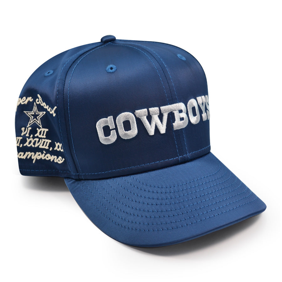 Dallas Cowboys New Era Exclusive SATIN SCRIPT 9Fifty Snapback Hat - Navy Satin