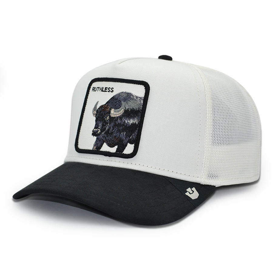 SUEDE RUTHLESS BULL Goorin Bros Mesh Trucker Snapback Hat - Dust/Black