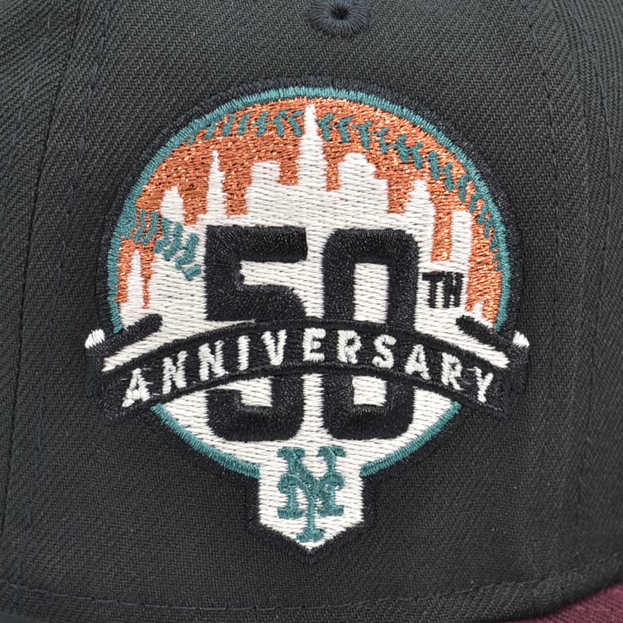 New York Mets 50th Anniversary New Era Exclusive 59Fifty Fitted Hat - Black/Maroon