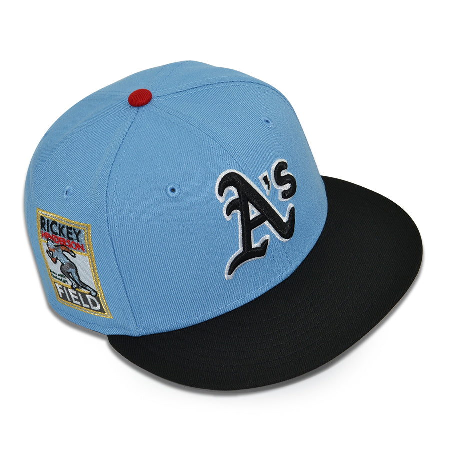 Oakland Athletics "LUCKY & JUSTICE" Exclusive New Era 59Fifty Fitted Hat - Sky/Black