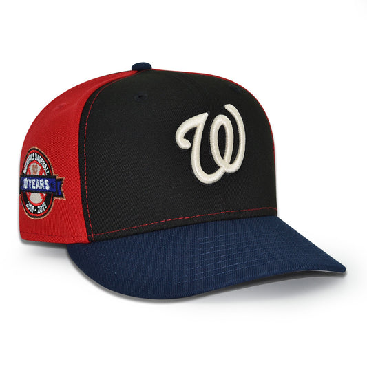 Washington Nationals "RED TAPE" Pinwheel Exclusive New Era 59Fifty Fitted Hat - Black/Red/Oceanside