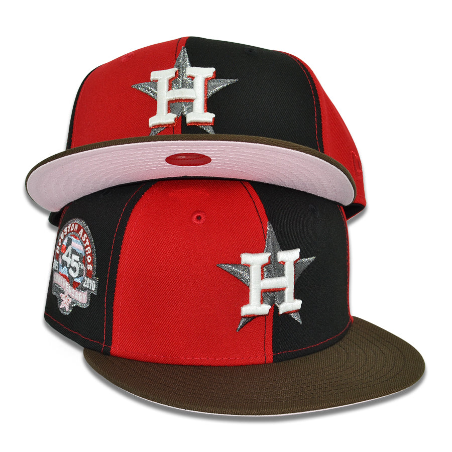 Houston Astros "H.QUINN" Exclusive New Era Pinwheel 59Fifty Fitted Hat - Black/Scarlet/Walnut