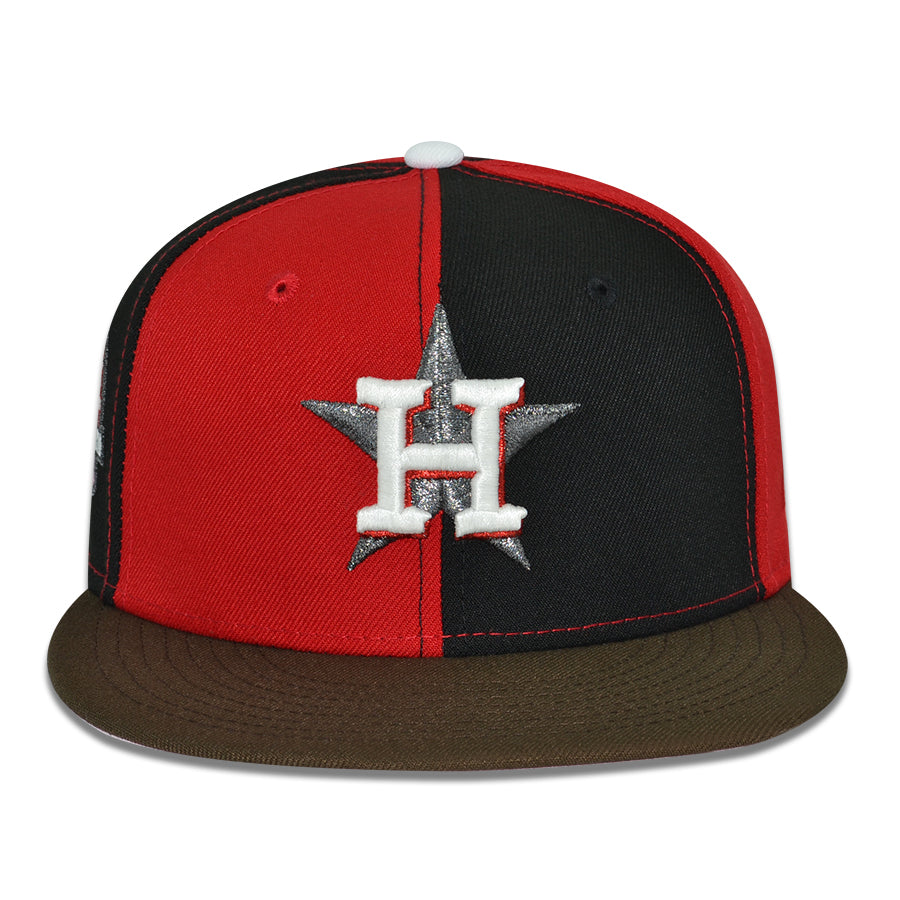 Houston Astros "H.QUINN" Exclusive New Era Pinwheel 59Fifty Fitted Hat - Black/Scarlet/Walnut