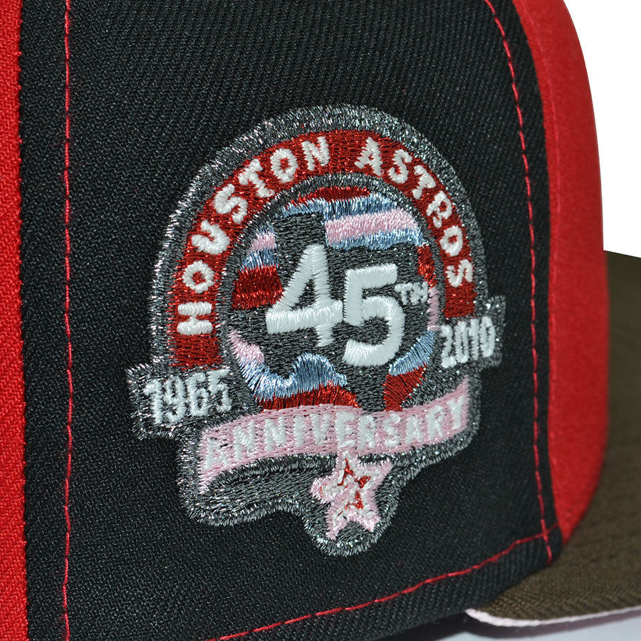 Houston Astros "H.QUINN" Exclusive New Era Pinwheel 59Fifty Fitted Hat - Black/Scarlet/Walnut