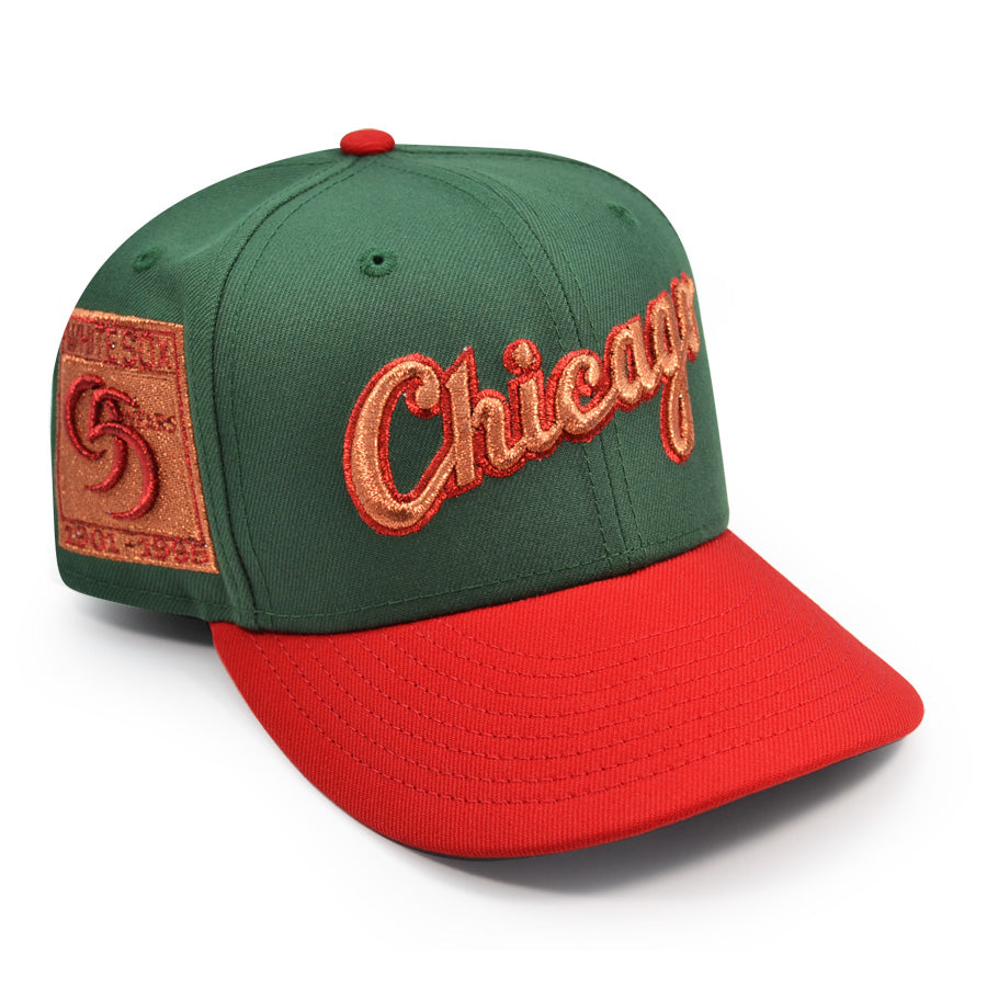 Chicago White Sox Script 95 YEARS Exclusive New Era 59Fifty Fitted Hat - Pine/Scarlet