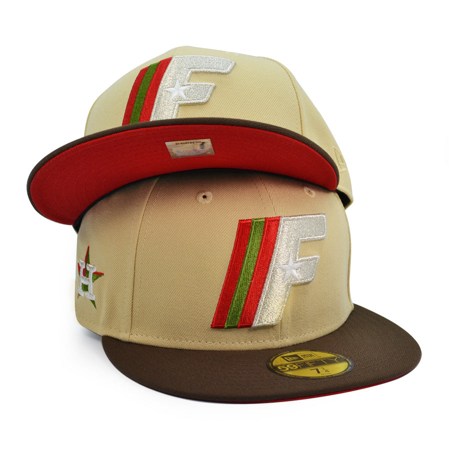 Fayetteville Woodpeckers Astros Logo Exclusive New Era 59Fifty Fitted Hat - Vegas Gold/Walnut