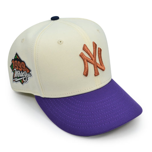 New York Yankees 1999 WORLD SERIES Exclusive New Era 59Fifty Fitted Hat - Chrome/Purple