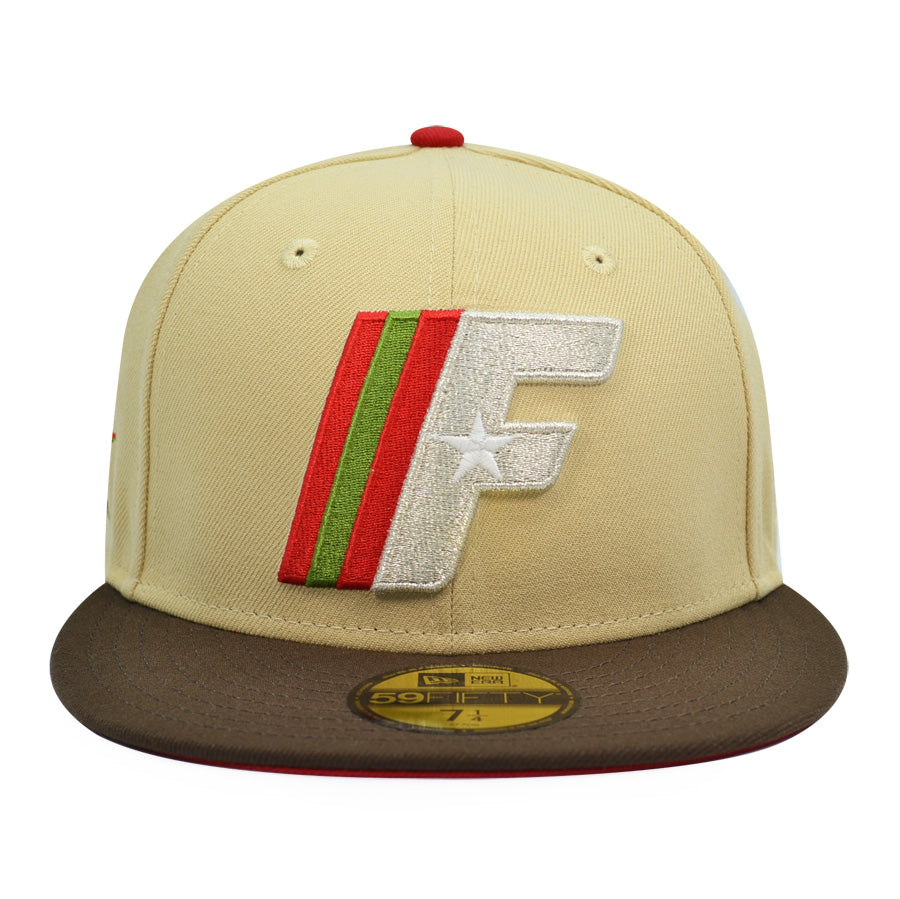 Fayetteville Woodpeckers Astros Logo Exclusive New Era 59Fifty Fitted Hat - Vegas Gold/Walnut
