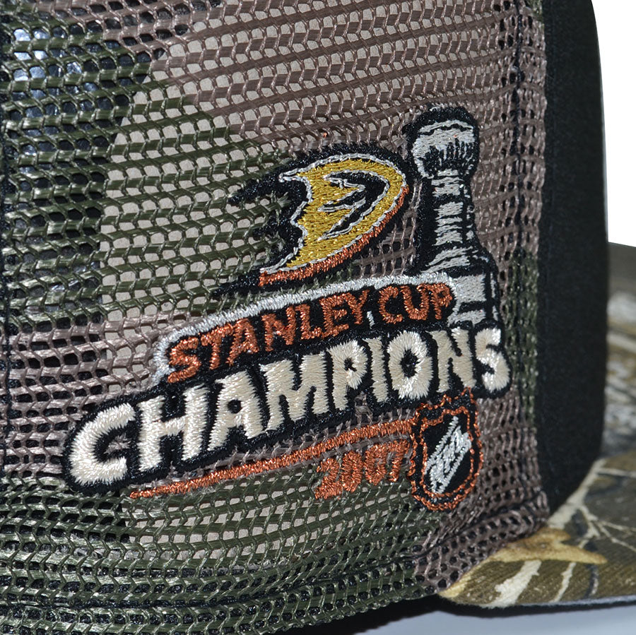 Anaheim Ducks "DUCK'S ESCAPE" Exclusive New Era 59Fifty Fitted Hat - Black/Real Tree/Woodland Camo Mesh