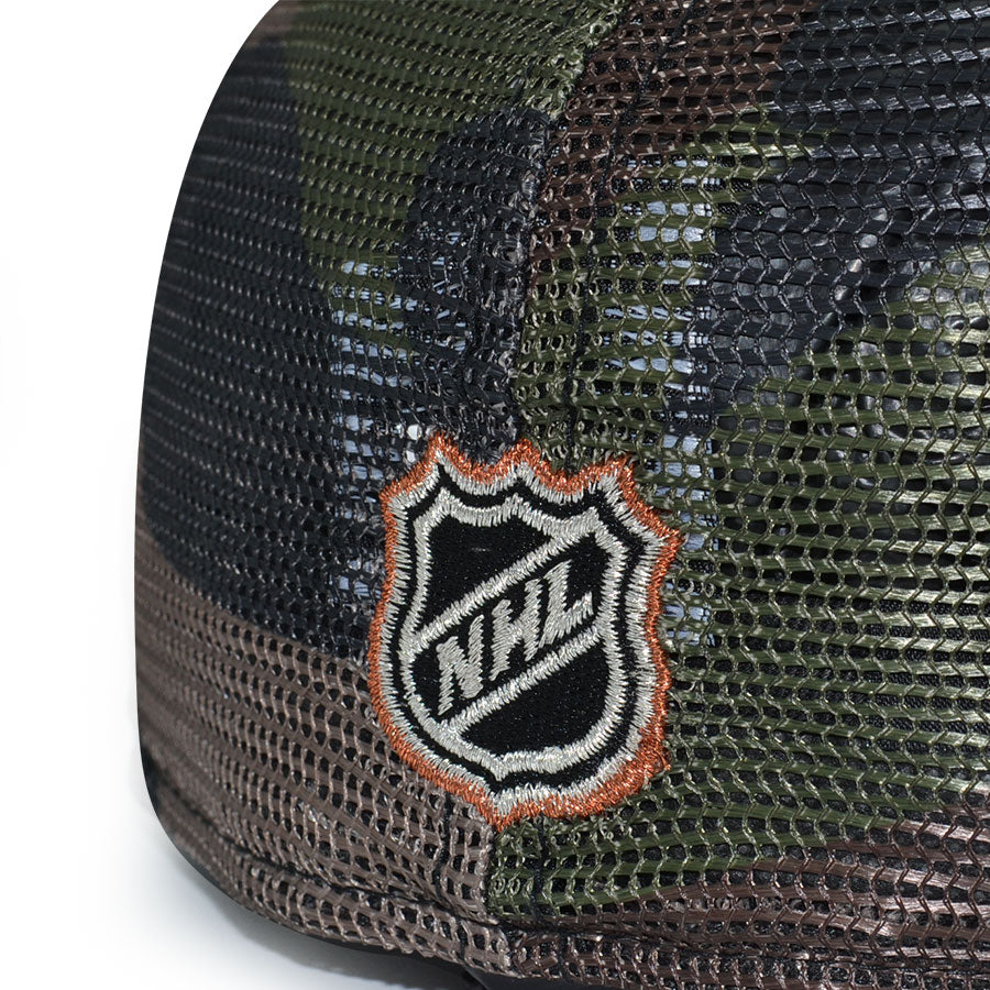 Anaheim Ducks "DUCK'S ESCAPE" Exclusive New Era 59Fifty Fitted Hat - Black/Real Tree/Woodland Camo Mesh