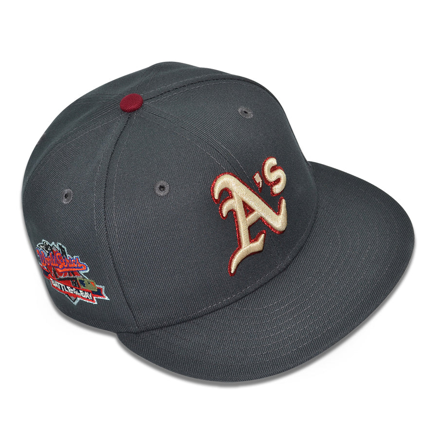 Oakland Athletics "BURNING ASH" Exclusive New Era 59Fifty Fitted Hat - Dark Graphite