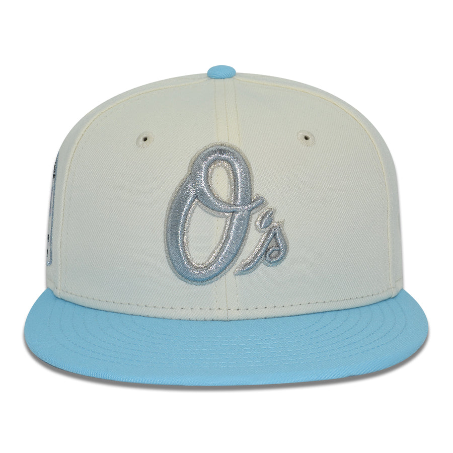 Baltimore Orioles "GEEZY WORLD" Exclusive New Era 59Fifty Fitted Hat - Chrome/Dos Blue