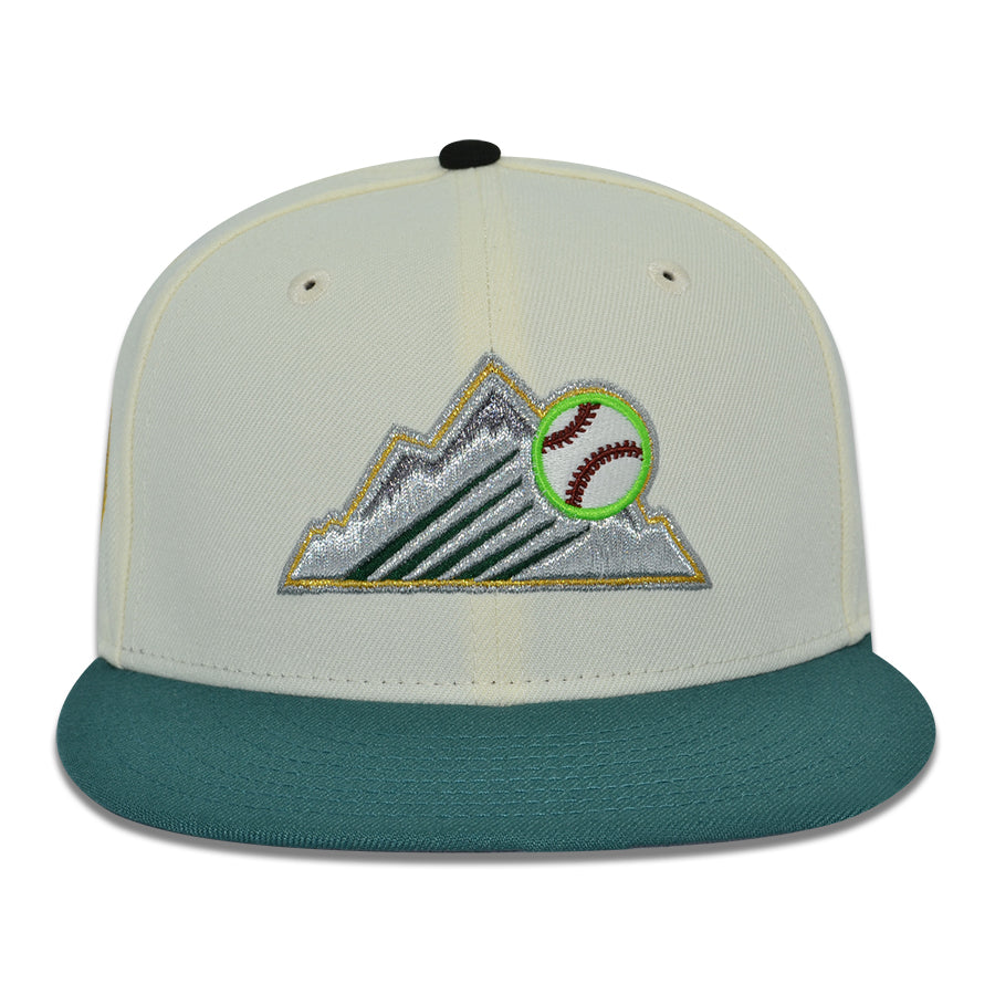 Colorado Rockies "NO NINJUTSU" Exclusive New Era 59Fifty Fitted Hat - Chrome/Mountain Pine