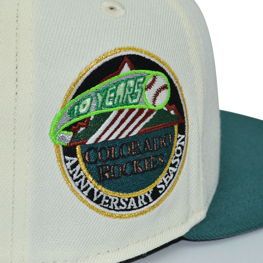 Colorado Rockies "NO NINJUTSU" Exclusive New Era 59Fifty Fitted Hat - Chrome/Mountain Pine