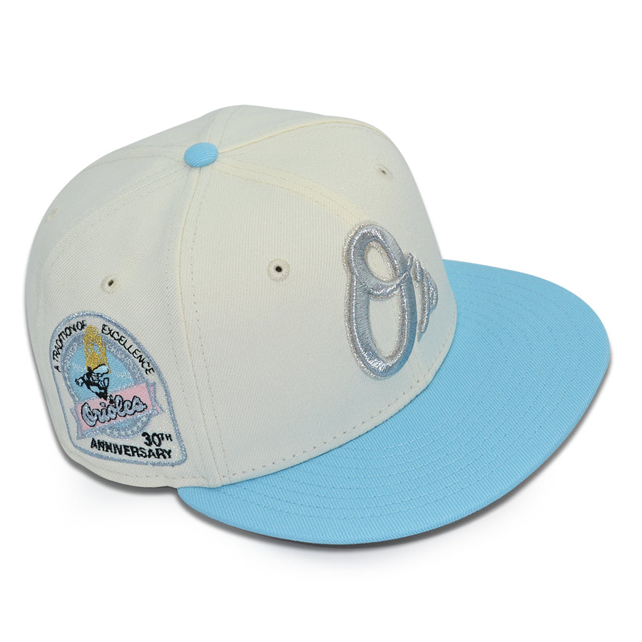 Baltimore Orioles "GEEZY WORLD" Exclusive New Era 59Fifty Fitted Hat - Chrome/Dos Blue