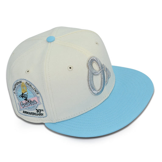 Baltimore Orioles "GEEZY WORLD" Exclusive New Era 59Fifty Fitted Hat - Chrome/Dos Blue