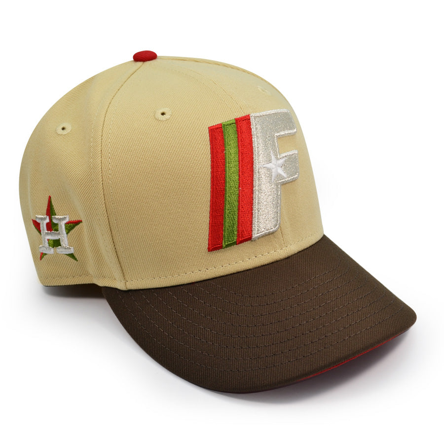 Fayetteville Woodpeckers Astros Logo Exclusive New Era 59Fifty Fitted Hat - Vegas Gold/Walnut