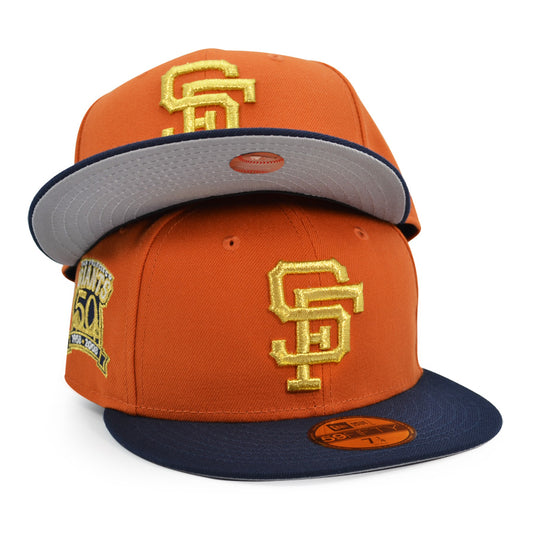 San Francisco Giants 50th ANNIVERSARY Exclusive New Era 59Fifty Fitted Hat - Flight Orange/Navy