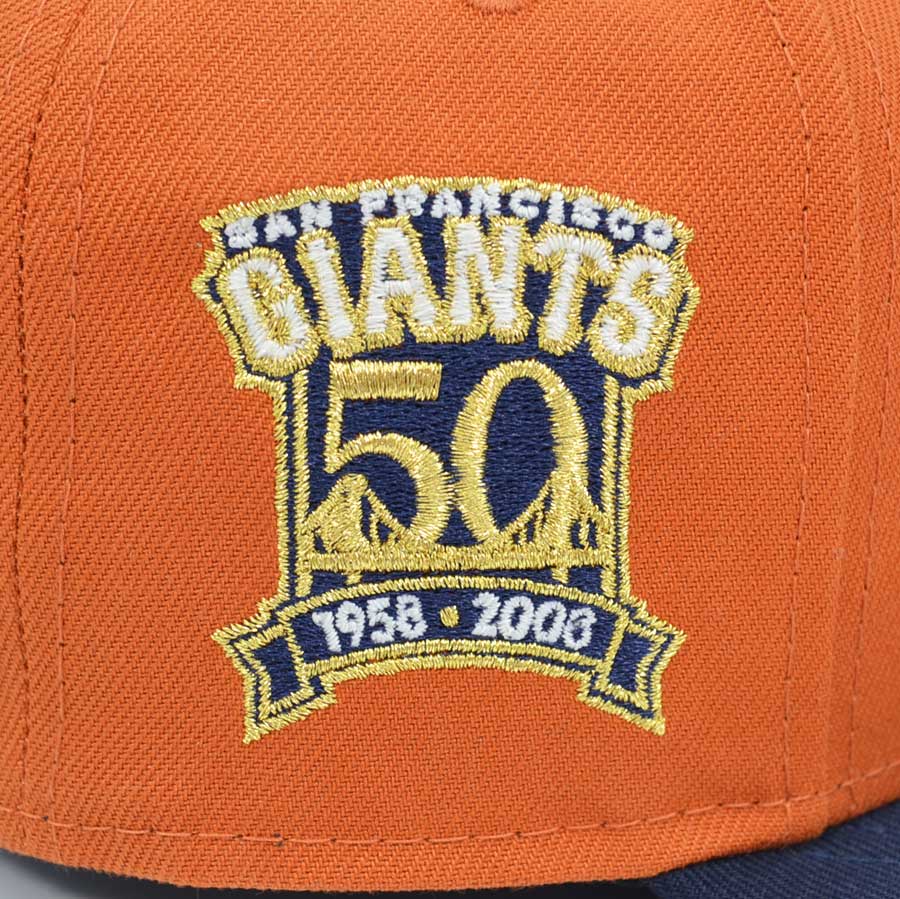 San Francisco Giants 50th ANNIVERSARY Exclusive New Era 59Fifty Fitted Hat - Flight Orange/Navy