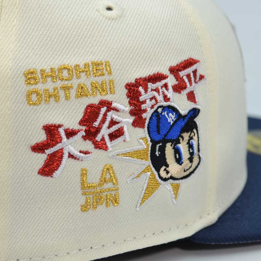 Los Angeles Dodgers "RISING SUN" Othani Exclusive New Era 59Fifty Fitted Hat - Chrome/Navy