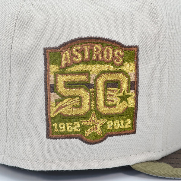 Houston Astros 50th ANNIVERSARY Exclusive New Era 59Fifty Fitted Hat - Stone/Woodland Camo