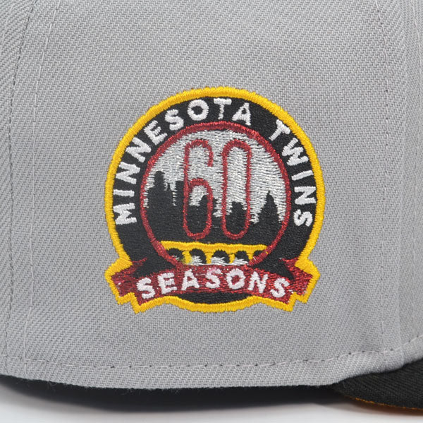 Minnesota Twins Script 60th SEASON Exclusive New Era 59Fifty Fitted Hat - Gray/Black