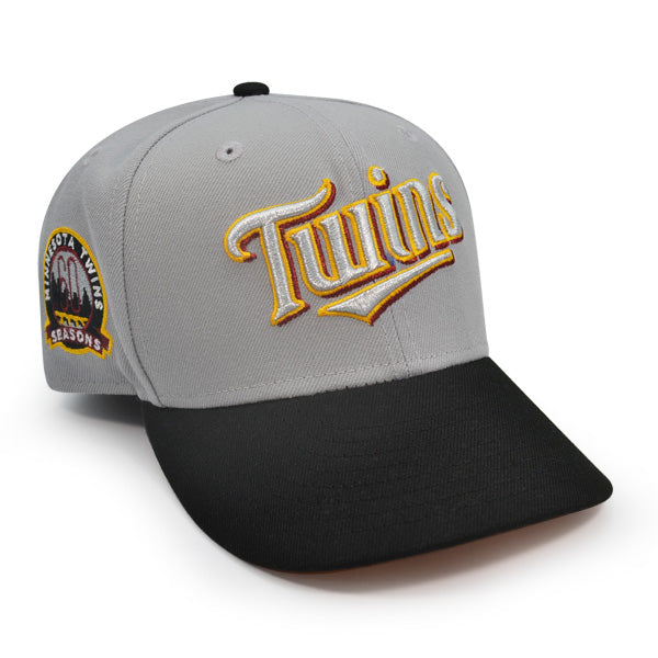 Minnesota Twins Script 60th SEASON Exclusive New Era 59Fifty Fitted Hat - Gray/Black