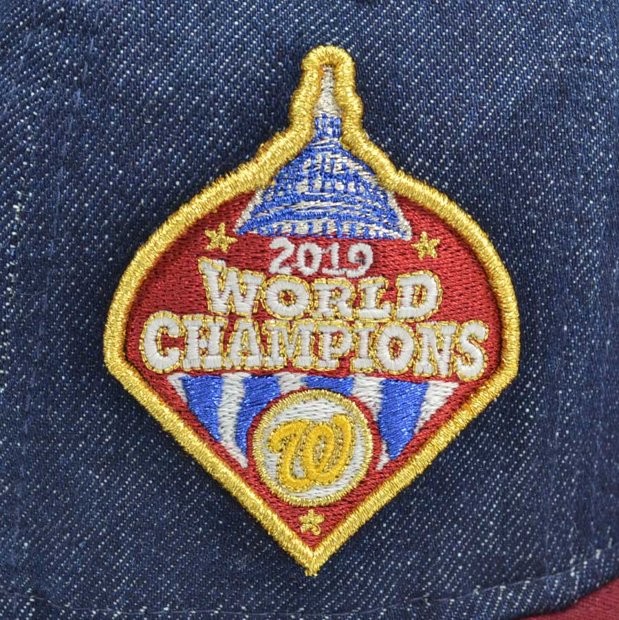 Washington Nationals 2019 World Champions Exclusive New Era 59Fifty Fitted Hat - Denim/Burgundy