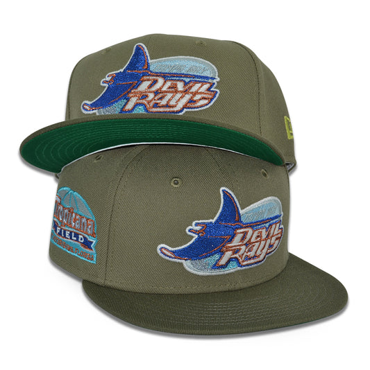 Tampa Devil Rays "MONEY BAY" Exclusive New Era 59Fifty Fitted Hat - Green Bark/New Olive