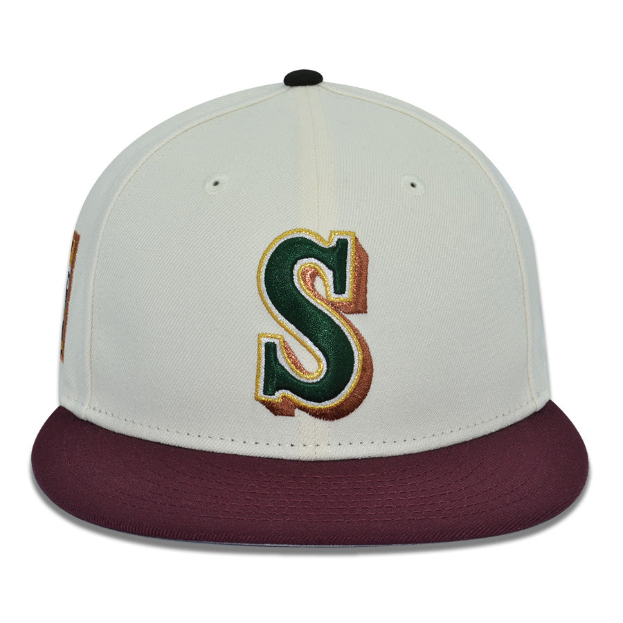 Seattle Mariners "SHAWN" Exclusive New Era 59Fifty Fitted Hat - Chrome/Maroon