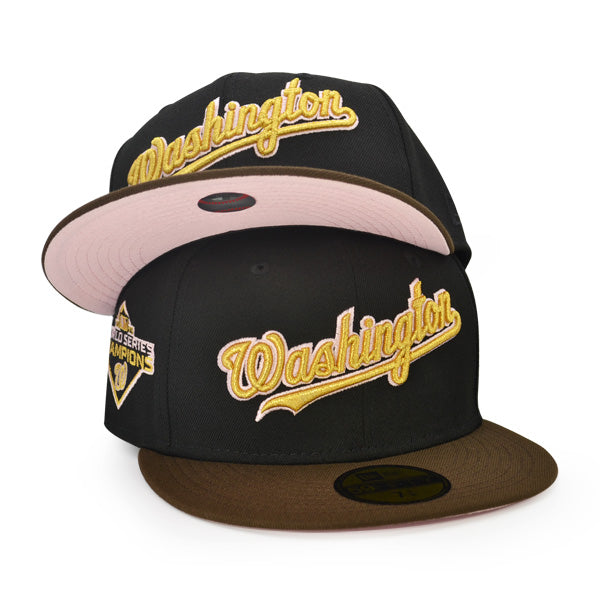 Washington Nationals Script 2019 WORLD SERIES CHAMPIONS Exclusive New Era 59Fifty Fitted Hat - Black/Walnut