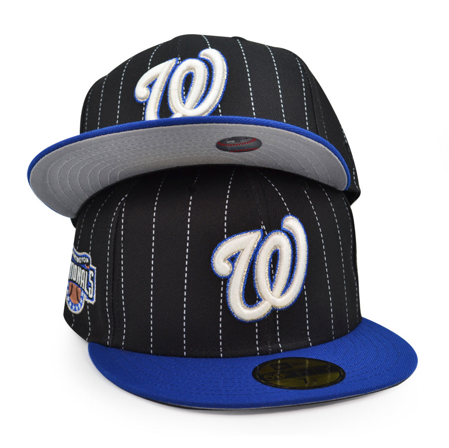 Washington Nationals Top Alternate Logo Exclusive Pinstripe New Era 59Fifty Fitted Hat -Black/Royal