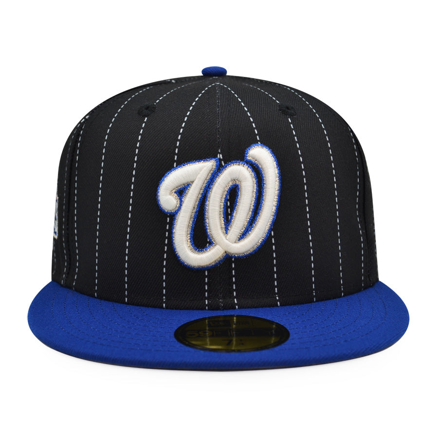 Washington Nationals Top Alternate Logo Exclusive Pinstripe New Era 59Fifty Fitted Hat -Black/Royal