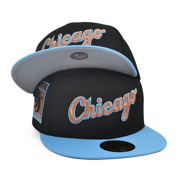 Chicago White Sox 95 YEARS Exclusive New Era 59Fifty Fitted Hat - Black/Sky