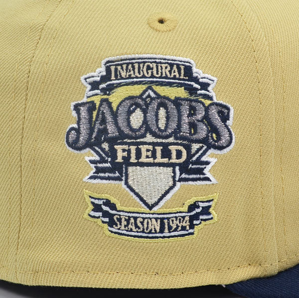 Cleveland Indians JACOBS FIELD Exclusive New Era 59Fifty Fitted Hat - Vegas Gold/Navy