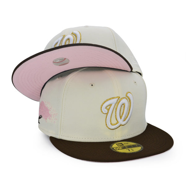 Washington Nationals CHERRY BLOSSOM Exclusive New Era 59Fifty Fitted Hat - Chrome/Walnut