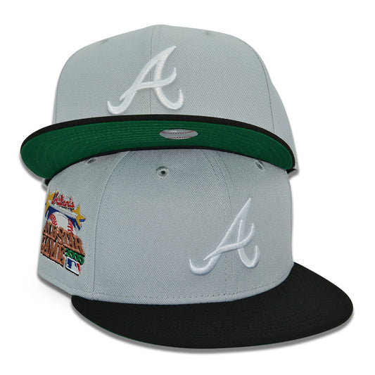 Atlanta Braves "FADED THROWBACKS" Exclusive New Era 59Fifty Fitted Hat - Snow Gray/Black