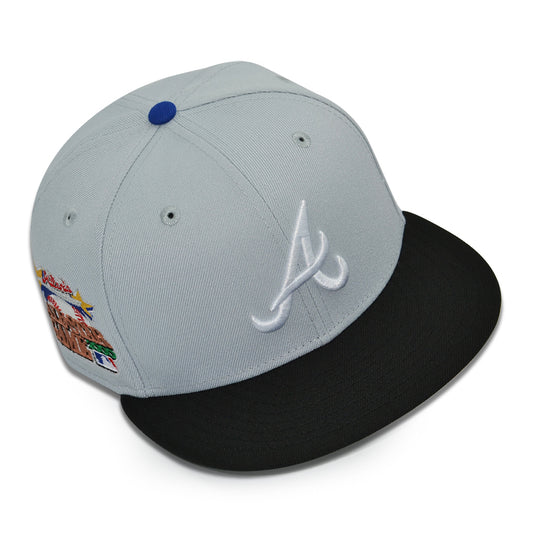 Atlanta Braves "FADED THROWBACKS" Exclusive New Era 59Fifty Fitted Hat - Snow Gray/Black