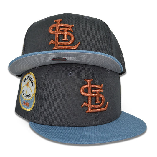 St.Louis Browns "SHOW ME SMOKE" Exclusive New Era 59Fifty Fitted Hat - Graphite/Faded Blue
