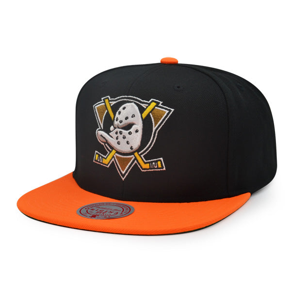 Anaheim Ducks Mitchell & Ness NHL Team 2 Tone 2.0 Snapback Adjustable Hat - Black/Orange